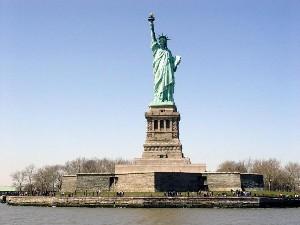 The Statue of Liberty, a famous tourist attraction.